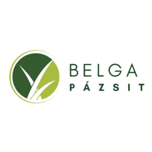 Belga Pázsit logó, zöld levelekkel és kör alakú emblémával.