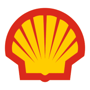 Shell logó piros és sárga csigafiókával.